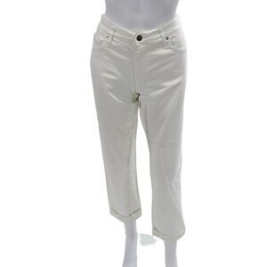 Vitamina Jeans Women Cropped White Mid Rise Pants Size 44